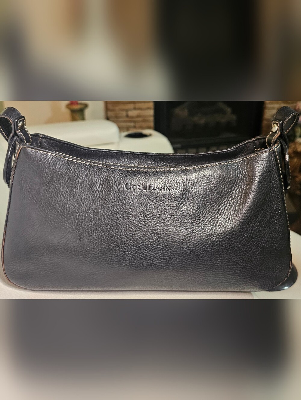 Cole Haan Black Leather Shoulder Bag (Light Pen Mark inside Liner Corner)